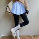 thumbnail image 4 of Gibobby mini faldas de mujer Sudadera versátil con dobladillo tipo camisa para mujer combinada con una falda interior de línea A para cubrir el trasero(Aqua, XXL), 4 of 5