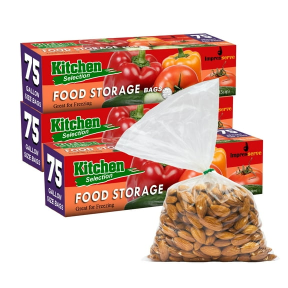Impresserve Storage Bags with Twist-Ties | 1 Gallon | 3 Pack (75 Bags)