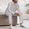 thumbnail image 7 of Honeii Orchids Flowers Pattern Mens Pajamas Set,2pcs Men's Lounge Long Sleeve Sleep Shirt and Pajama Bottoms Sleepwear Set,Mens Pjs Sets-Small, 7 of 7