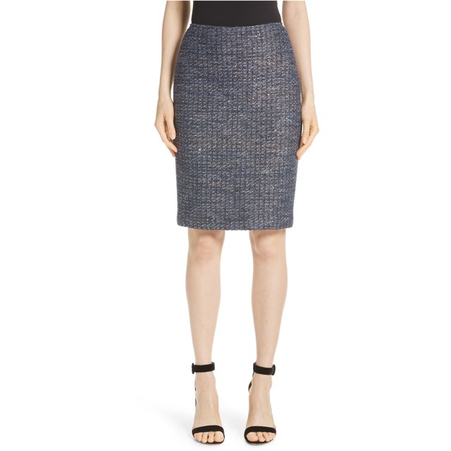 Falda Lápiz de Tweed con lentejuelas St. John azul 6