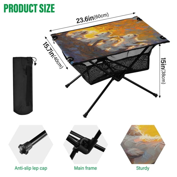 BZSMCE Camping Tables Simple Folding Table Westies in The Fall Foliage Pattern Size:23.6*15.7in