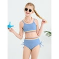 thumbnail image 3 of GYRATEDREAM Girls 2 Piece Swimsuit Woven Color Block Welt Adjustable Straps Swimwear Top High Waisted Bottom Bikini Sets Bathing Suits, 3 of 9