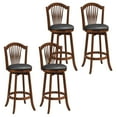 thumbnail image 1 of Costway Swivel Bar Stools Set of 4, 31" Bar Height Barstools with Backrests & Wood Frame Brown, 1 of 10