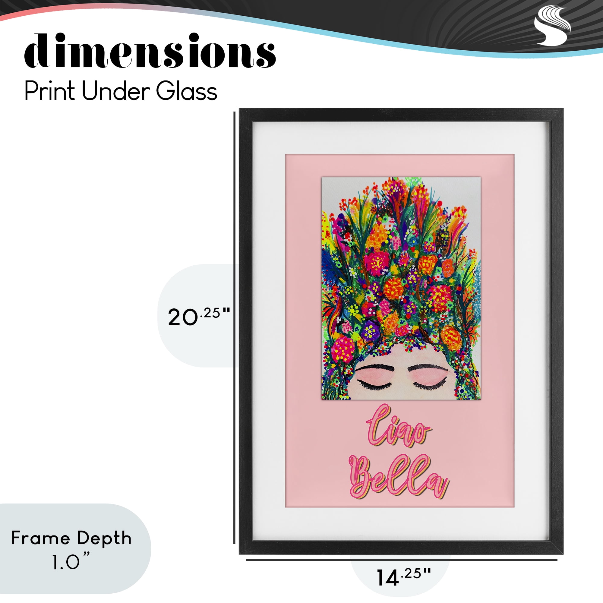 Stupell Industries Ciao Bella Floral Woman Black Framed Print Under Glass, design by Pooja Dave