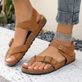 thumbnail image 2 of Pandaie Women's Thong Slide Sandals Cork Footbed Open Toe Summer Flip Flops Comfortable Slip on Slides Sandal with Ankle Buckles Strap Khaki 6, 2 of 9