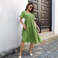 thumbnail image 5 of Women'S Casual V-Neck Ruffle Short Sleeve Dress A-Line Flowy Midi Dresses Green L, 5 of 7