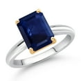 thumbnail image 2 of Gem Stone King 10K White and Yellow Gold Blue Sapphire Engagement Ring for Women (2.45 Cttw, Octagon 9X7MM, Gemstone September Birthstone, Available in Size 5, 6, 7, 8, 9), 2 of 4