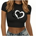 thumbnail image 2 of Goodtrade8 Valentines Womens Tops Short Sleeve Cropped Valentines for Women Clothes Printed Gifts Crew Neck Casual Cute Womens Spring Tops, 2 of 5