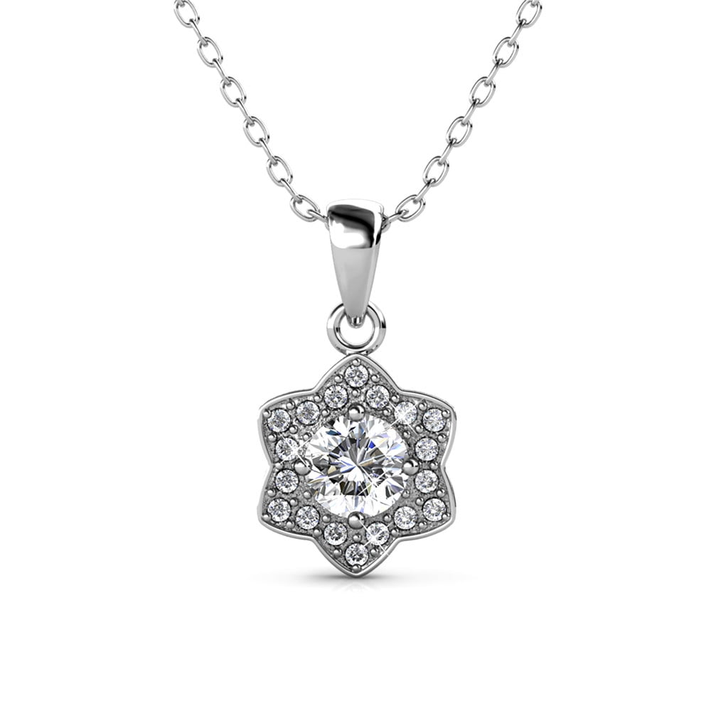 Cate & Chloe Poppy 18k White Gold Plated Jewelry Set with Simulated Diamond Crystals for Women