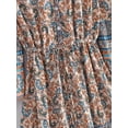 thumbnail image 4 of Spring Summer Women Floral Print Tassel V-neck Bohemian Mini Dresses Robe Lady Vacation Flare 3/4 Sleeve Beach Boho Dress Vestidos, 4 of 6