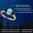 thumbnail image 2 of Gem Stone King 1.74 Ct Oval Blue Apatite Black Diamond 18K Rose Gold Plated Silver Ring, 2 of 6