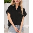 thumbnail image 3 of Weardear Womens Casual Linen Button Down Shirts Long Sleeve V Neck Solid Work Blouse Tops with Pockets, 3 of 5