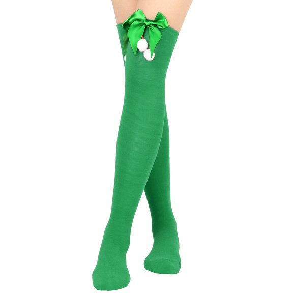 EnJoCho Clearance Black Thigh High Socks Ladies Solid Color Cartoon Christmas Decorated Knee Socks for Christmas Party Sweet Cute Stockings Adult Xmas Themed Charming Socks Heated Socks