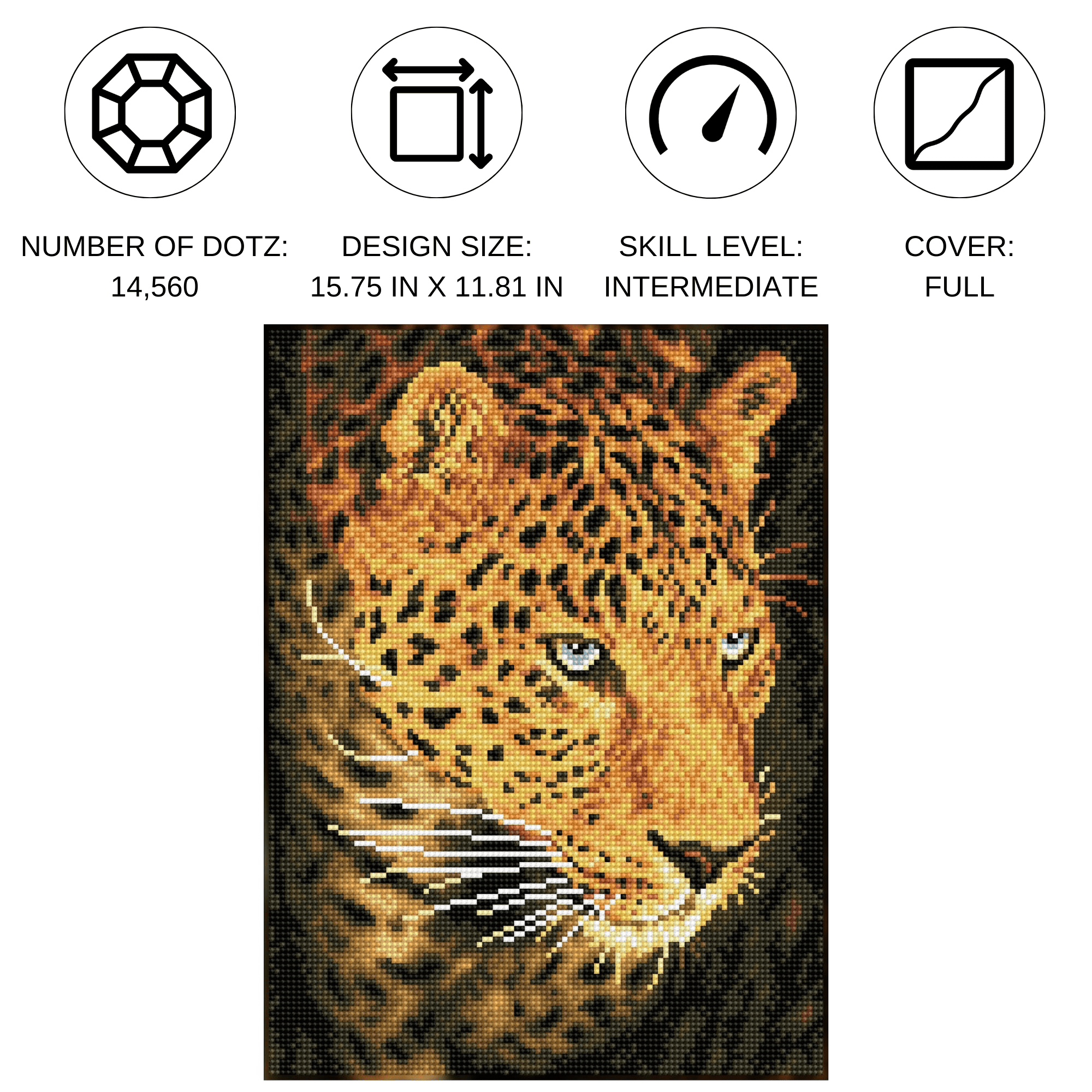 Diamond Dotz Leopard portrait Diamond Painting Kits for Adults - Diamond Art Kits a Relaxing Creative Craft Kit with Dotz Gems 15.8x11.8