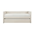 thumbnail image 3 of Miekor Furniture 1pc Daybed with Trundle Beige Fabric Upholstery Wooden Frame Modern Home Furniture 6686, 3 of 7
