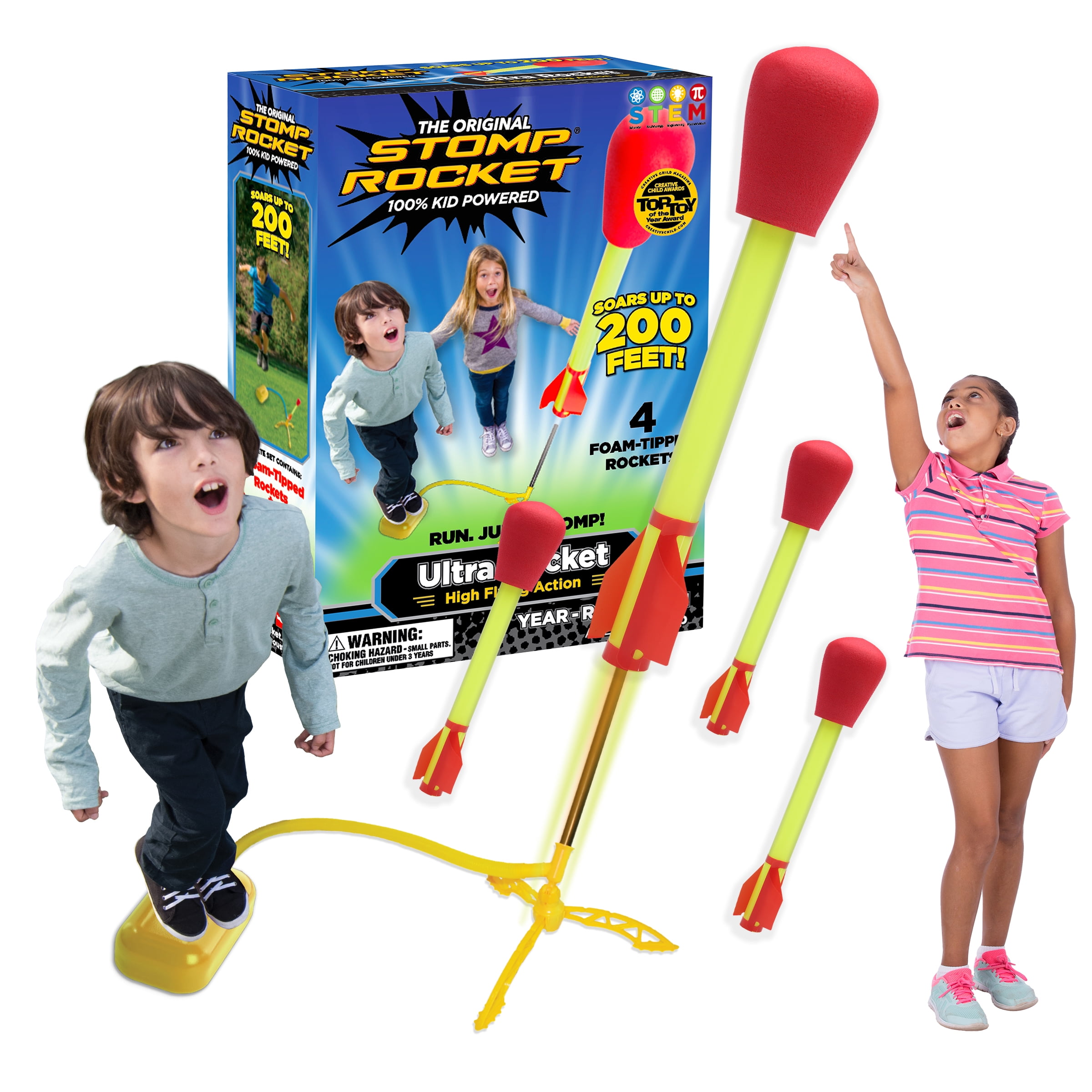 Stomp Rocket Jr Glow Kit Toy With 4 Foam Rockets for sale online 