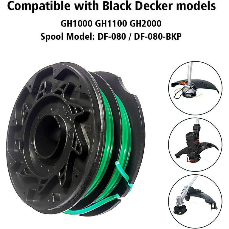  30ft 0.080-inch DF-080 Trimmer Replacement Spool Compatible  with Black Decker GH1000 GH1100 GH2000 String Trimmer,DF-080 & DF-080-BKP  Dual Line Edger Parts Replacement Spool Auto-Feed Spool (10 Pack ） : Patio