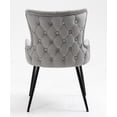 thumbnail image 3 of Set of 6 Wingback Upholstered Dining Chairs with Metal Legs, Velvet Fabric Side Dining Room Chairs with Tufted Button, Living Room Chairs Home Kitchen Dining Room (Grey + Black Leg), 3 of 8