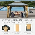 thumbnail image 6 of Domi 12x12 ft Wood Gazebo, Cedar Wood Frame Hardtop Gazebo with Galvanized Steel Double Roof, Outdoor Gazebo with Netting and Curtains, Patio Gazebo Pergola Pavilion for Patio, Backyard, Deck, Lawns, 6 of 9