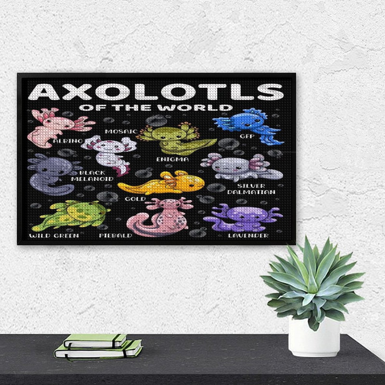 Axolotl Diamond Painting Horizontal (Square Diamond) (Canvas), A Craft For Beginners, Suitable As A Gift Or Home Wall Decoration 12"x20"