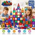 AqlixIQ 102 Piece Magnetic Tiles for Kids, Educational Magnetic ...