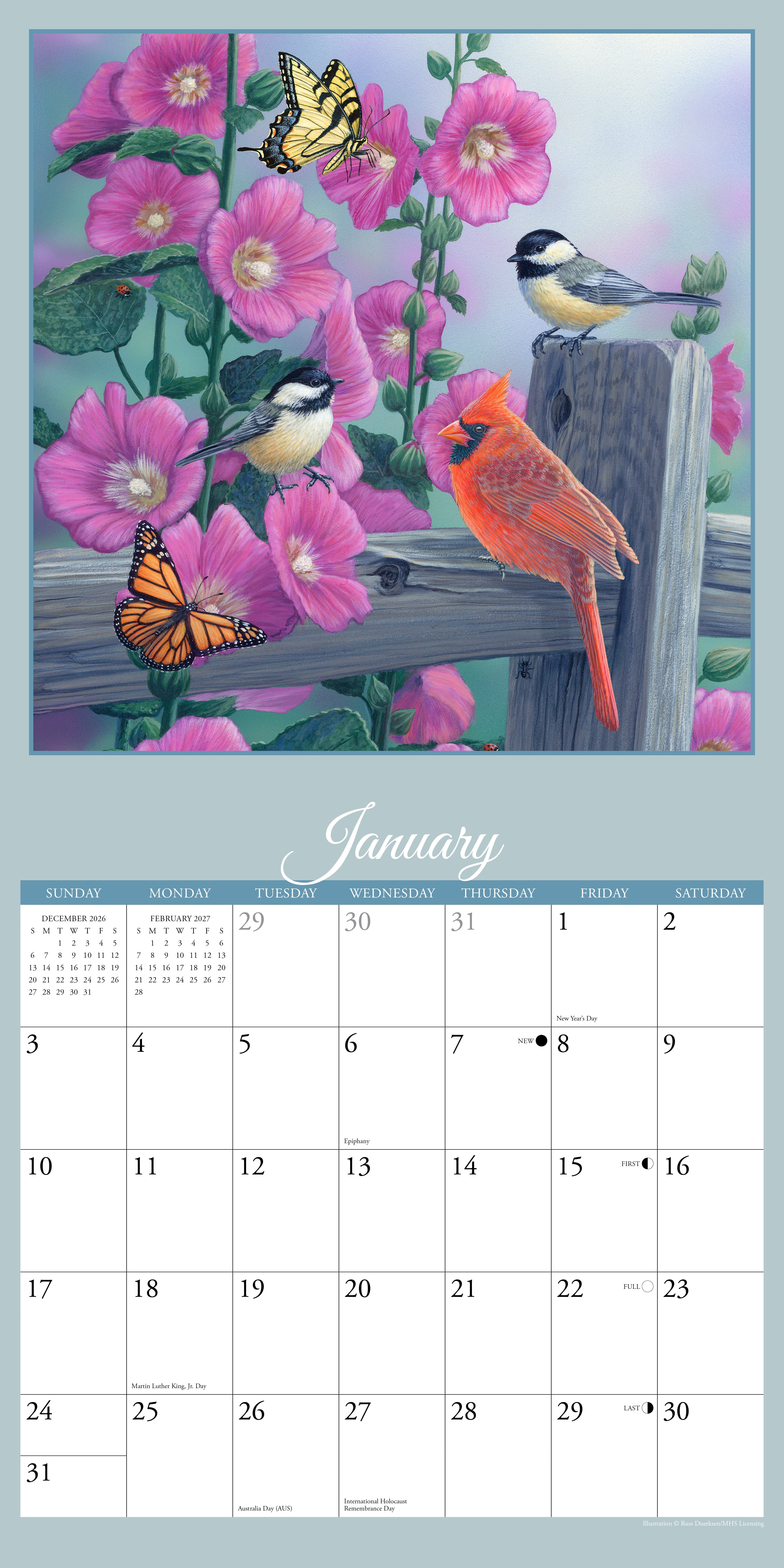Willow Creek Press, Garden Birds - Artisan Series 2027 Wall Calendar