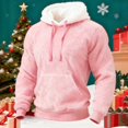 thumbnail image 2 of Aoiroe Men's Heavy Hoodie Sherpa Fleece Lined Pullover,Men's Solid Pullover Hoodies,Fashion Pullover Fleece Hoodies,Sports Soft Blend Fleece Hooded Sweatshirts with Kangaroo Pocket Pink L, 2 of 5