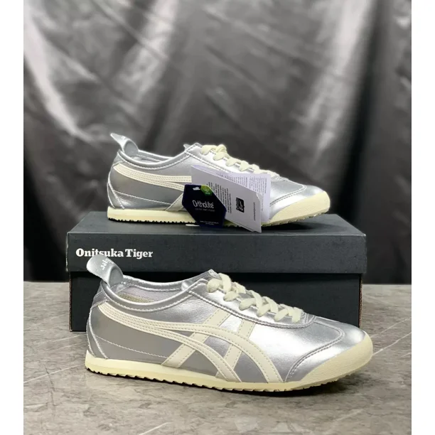 Unisex Onitsuka & Tiger MEXICO 66 Classic Originals Athletic Shoes Sneakers Silver