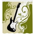 thumbnail image 3 of Ambesonne Music Shower Curtain, Electric Bass Guitar, 69"Wx75"L, Olive Green White Black, 3 of 3