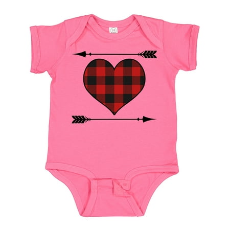 

Inktastic Buffalo Plaid Valentines Day Heart Gift Baby Boy or Baby Girl Bodysuit
