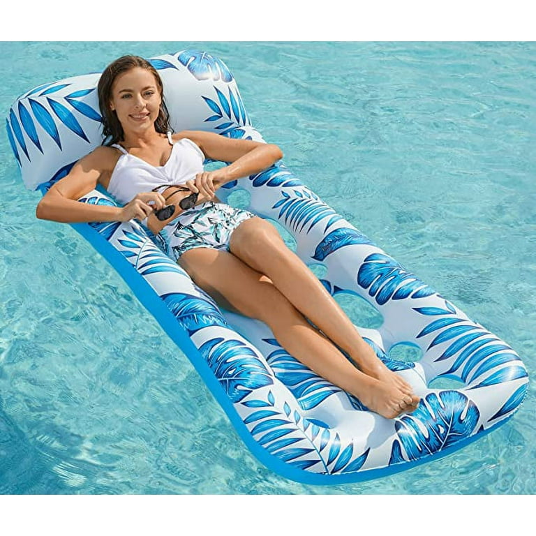 Pool Floats, Moyeeka Inflatable Pool Float Lounge - Pool Floaties Rafts for Adults Floating Pool Lounger Sun Tanning Floats Cool Water Floaty for