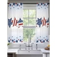thumbnail image 3 of Sheer Curtains 72 Inches Long, 4th of July Light Filtering Window Curtains for Living Room, American Star Blue Ombre Independence Day Rod Pocket Voile Sheer Curtain Drapes, 52"W x 72"L, 2 Panels, 3 of 8