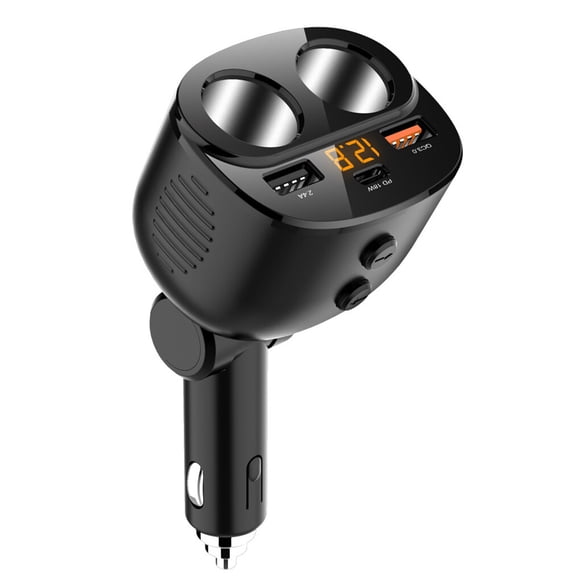 Kenally Cargador de coche USB LED Reproductor de MP3 QC3.0 Tipo-C Adaptador de carga rápida Divisor de energía automotriz Gadgets Accesorios Paneles de instrumentos para automóviles