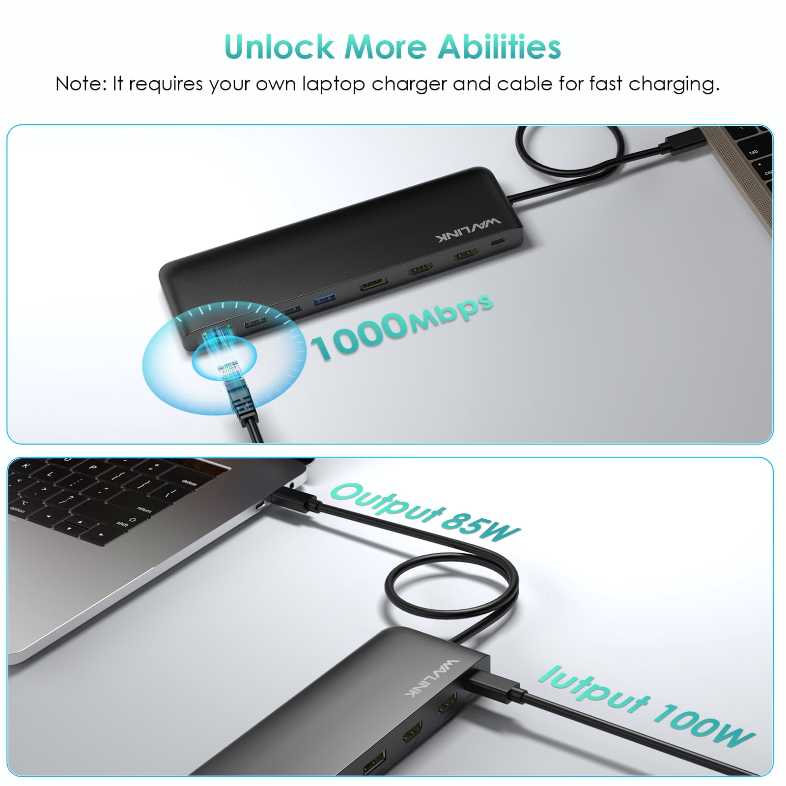 WAVLINK 12-in-1 USB C Triple Display Docking Station, Support 85W Charging  for Windows&Mac