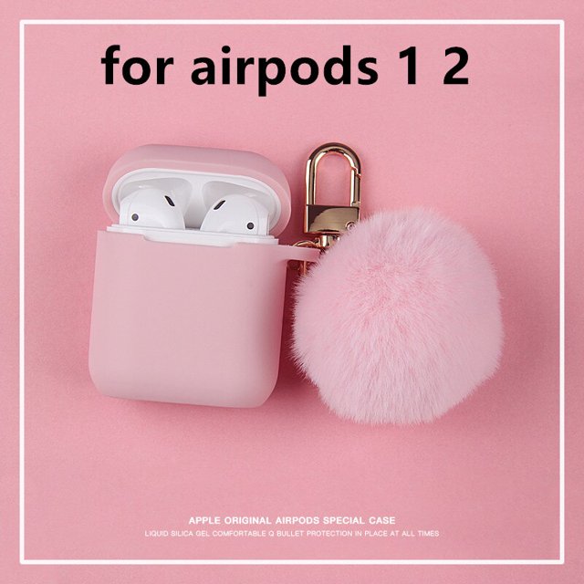 LLavero de felpa de bola de piel de zorro rosa, funda de silicona para auriculares Airpods 1 2, auriculares inalámbricos protectores, lindo, divertido, Invierno xuanjing unisex