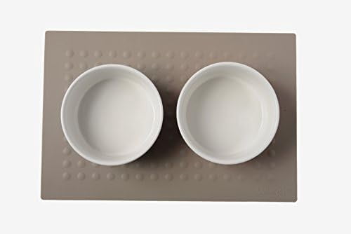 Dipper Ceramic Dog Bowl for Small and Large Breeds - Heavyweight and Durable Pet Food and Water Dish Crock, Dishwasher Safe, Modern (Rose, Small)