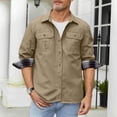 thumbnail image 4 of Mens Flannel Lined Shirt Jacket Long Sleeve Snap Button Western Jacket Cargo Outdoor Cowboy Shirts Jackets with Pockets, 4 of 7