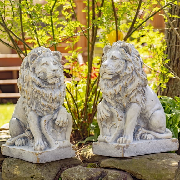 Magnesium Pair of Lion Statues (Set of 2)(Outdoor Safe)
