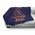 thumbnail image 3 of Indie Soft Flannel Fleece Throw Blanket, Ornamental Hand Drawn Owl in Vintage Style Floral Details Wisdom, Cozy Plush for Indoor and Outdoor Use, 60" x 80", Purple Orange, by Ambesonne, 3 of 6