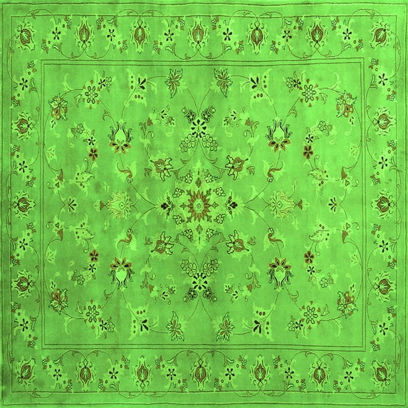 Ahgly Company Indoor Square Abstract Green Contemporary Area Rugs, 6' Square