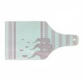 thumbnail image 1 of Animal Cartoon Cutting Board, Vertical Striped Backdrop Animals Hearts Retro Style Design, Decorative Tempered Glass Cutting and Serving Board, Wine Bottle Shape, Pale Pink White, by Ambesonne, 1 of 1