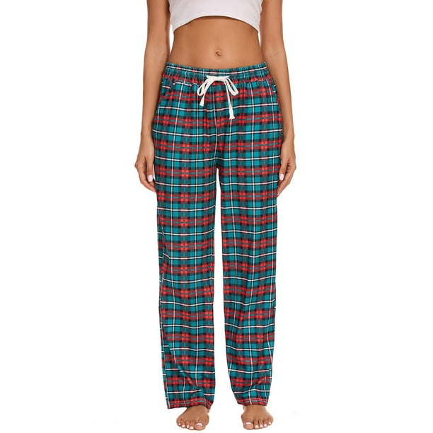 ShomPort Plaid Pajama Pants Casual Wide Leg Plaid Pants Comfy Lounge Sleep Pjs Pants with Drawstring and Pockets