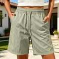 thumbnail image 5 of Aimik Women's Plus Size Athletic Shorts Solid Elastic Waist Shorts with Pockets and Drawstring Summer Comfortable Workout Bottoms, 5 of 6