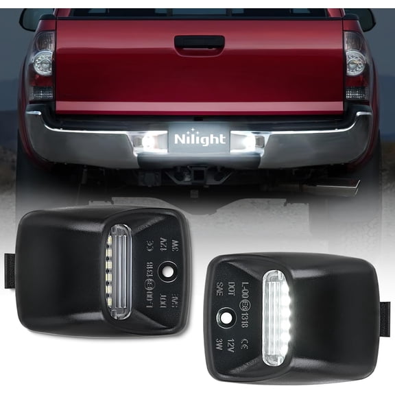 Nilight License Plate Lights Compatible with 2005 2006 2007 2008 2009 2010 2011 2012 2013 2014 2015 Toyota Tacoma 2000-2013 Tundra Black Housing 6000K White 2PCS Pack