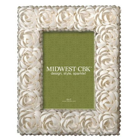 Pack of 2 White Clam Rose Shell 5" x 7" Photo Picture Frames