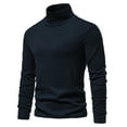 thumbnail image 3 of Leadmall Mens Turtleneck Long Sleeve Shirts Solid Pattern Casual High Elasticity Turtleneck Underwear Tops Blouse Polyester Fitted Men High Neck Tshirt Shirts Y-5 Navy L2, 3 of 7