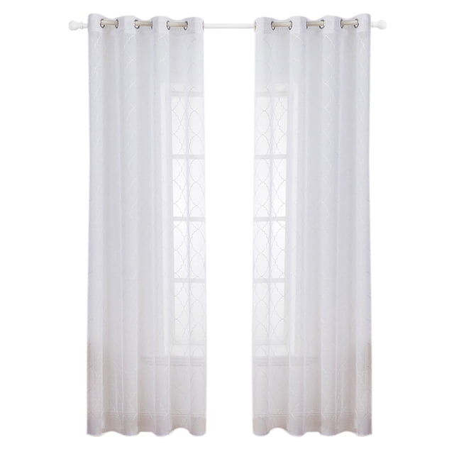 Coofit Rideau de Fenêtre Transparent Polyester Broderie Simple Gaze de Fenêtre Rideau à Passe-Tringle