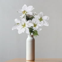 SMKE Christmas Artificial Poinsettia Flowers Faux Poinsettia Floral Silk Poinsettia Christmas Floral Bouquet Artificial Poinsettia Bushes for Christmas Party Holiday Arrangements Decoration White