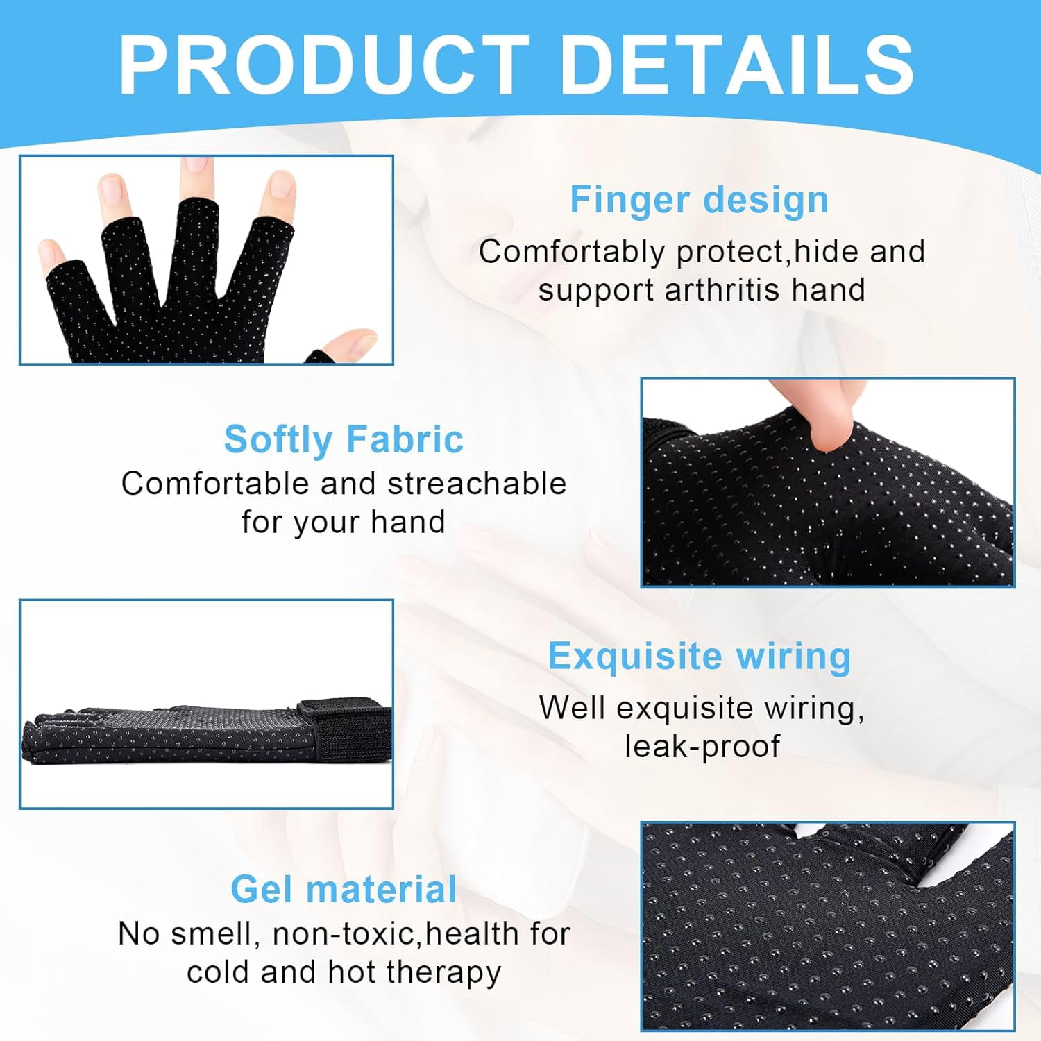 Finger Arthritis Compression Hand Ice Pack Gloves for Pain Relief Adjustable Wrist Ice Pack for Hot & Cold Therapies, Reusable Ice Glove, Gel Cooling Gloves for Tendinitis, Carpal Tunnel