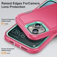 thumbnail image 5 of JTCASES Compatible with iPhone 14 Case Heavy Duty Protective Rugged Phone Case, Full Body Anti-dust Shockproof Drop Proof Armor Durable Cover Case for iPhone 14 6.1 inch, Rose/Mint, 5 of 10